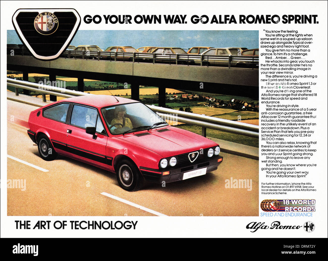 1980s magazine advertisement advertising new ALFA ROMEO car, advert circa 1983 Stock Photo