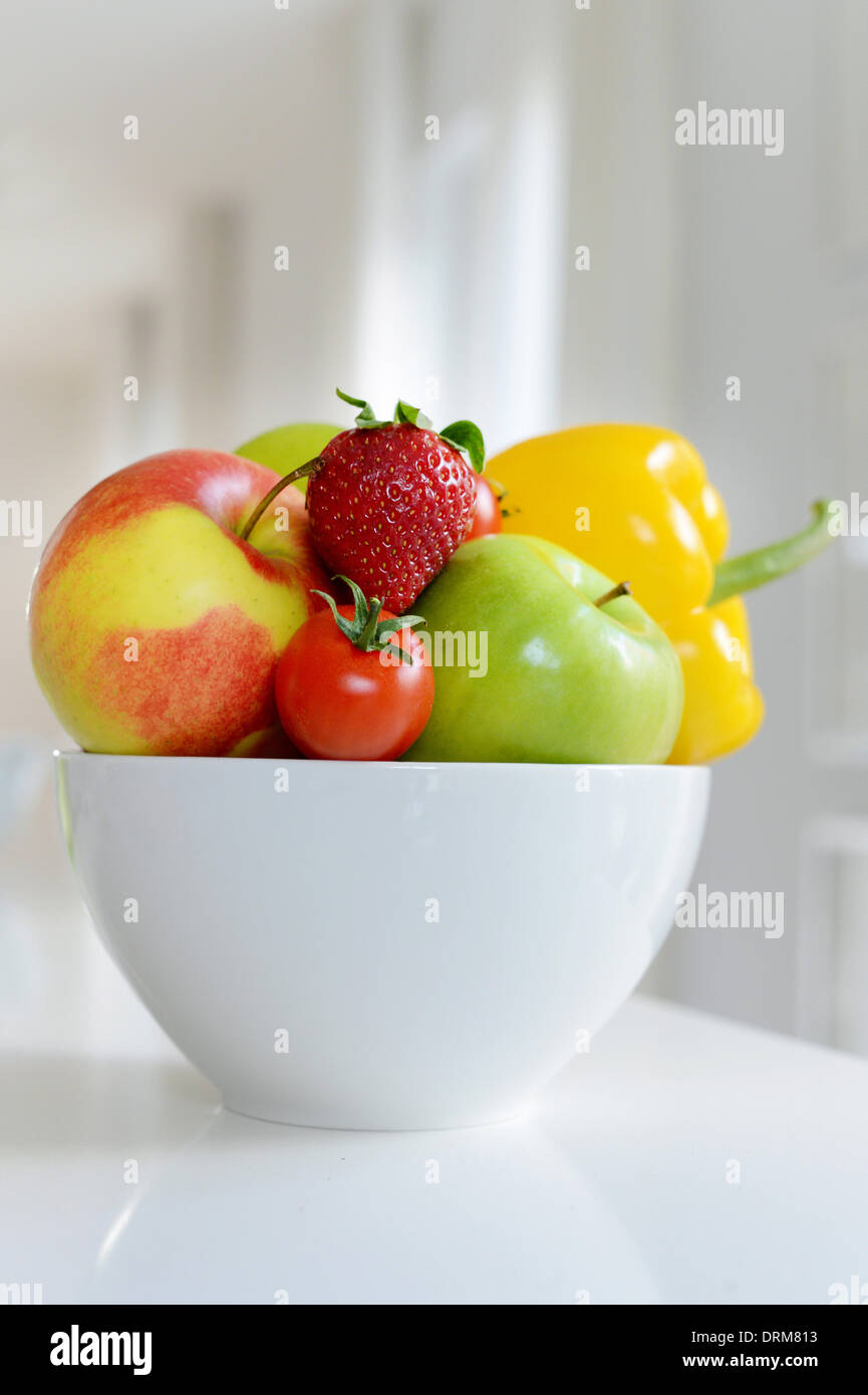 A bowl with fruits and vegetables. Stock Photo