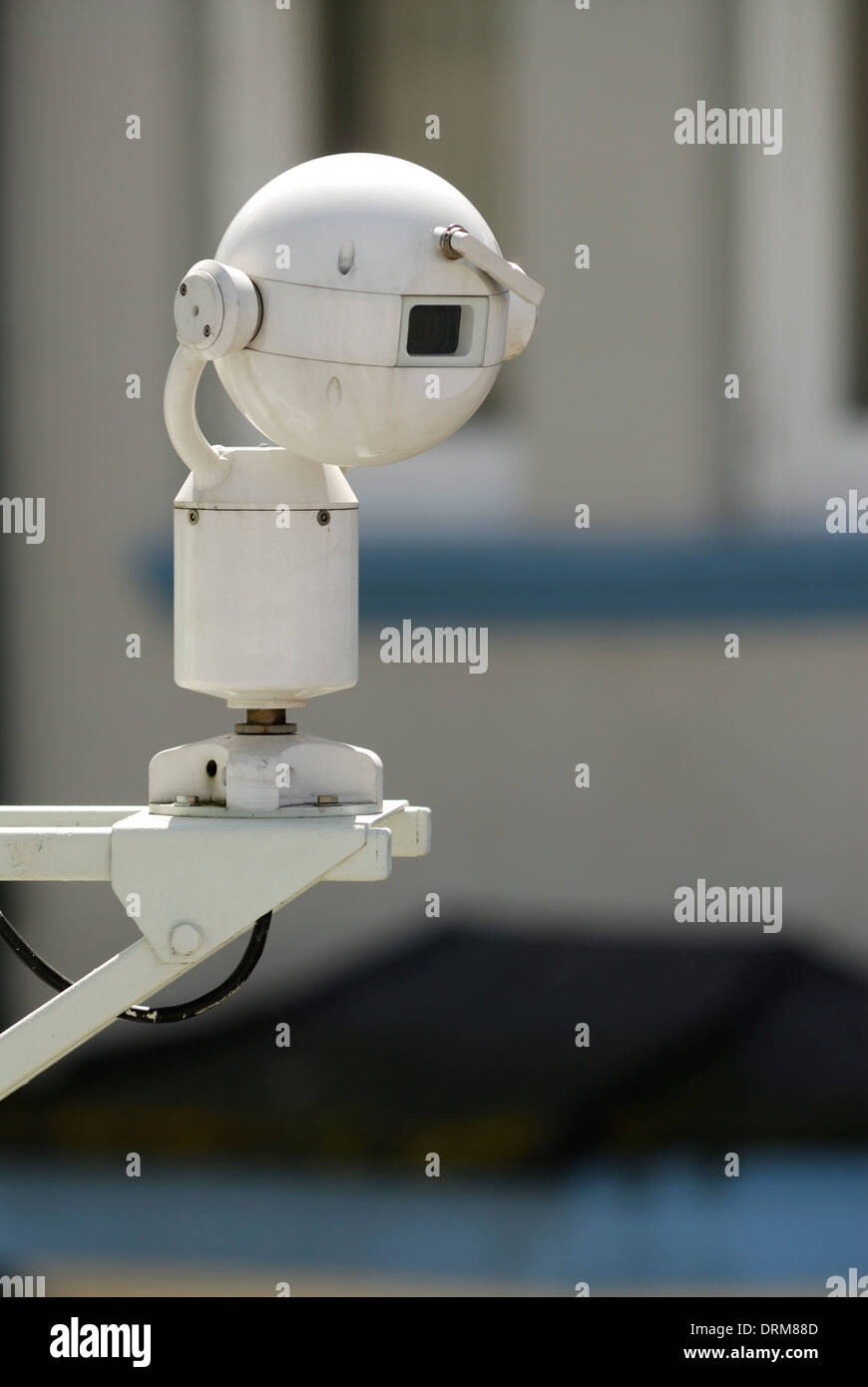 Closed Circuit TV Camera CCTV monitoring Southside St on Plymouth's Barbican, Plymouth England. Stock Photo