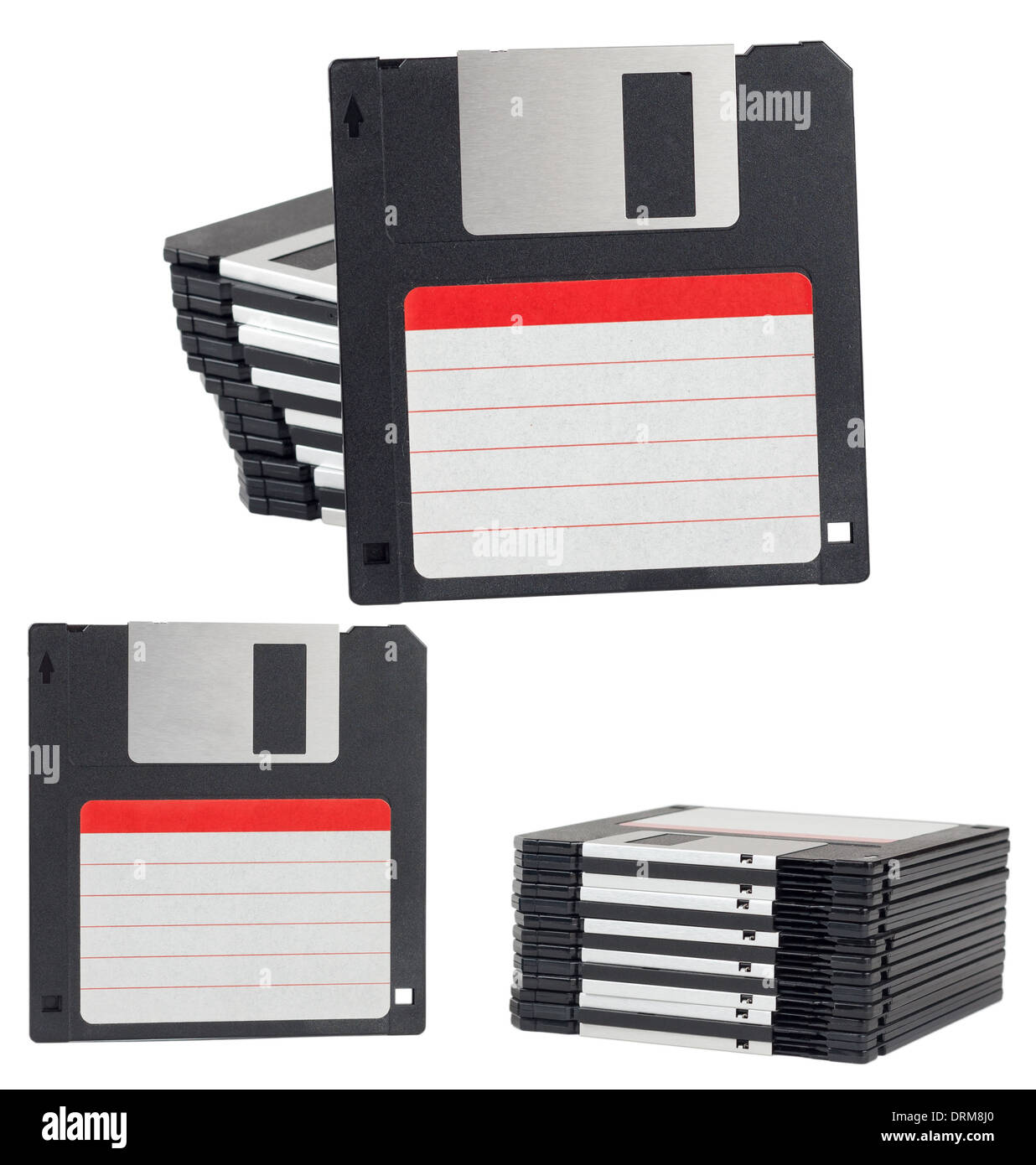 Isolated floppy disks with label Stock Photo