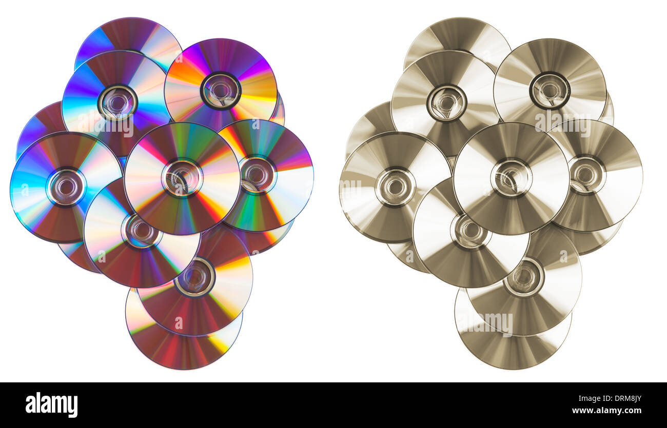 Many CD or DVD disks on each other Stock Photo