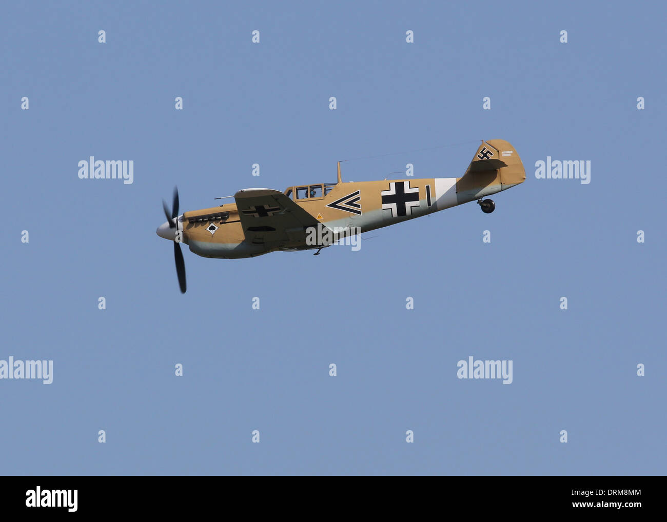 Messerschmitt Bf 109 German  WW2 fighter aircraft at Flying Legends Airshow 2013 Stock Photo