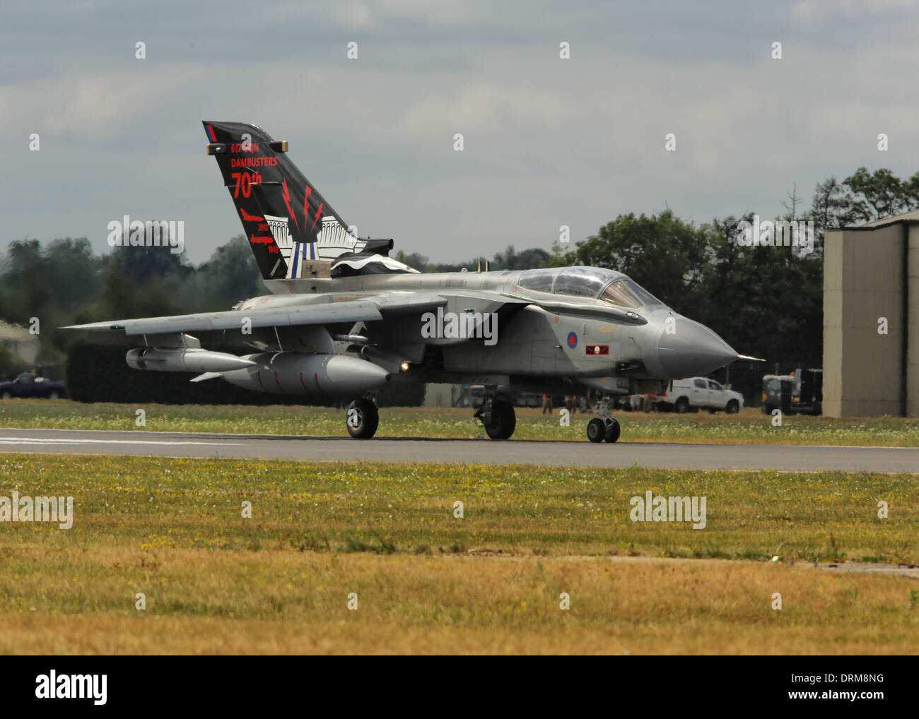 70 years after the  Dambusters raid 617 Squadron operate the Tornado GR4 seen here with commemorative tail art Stock Photo