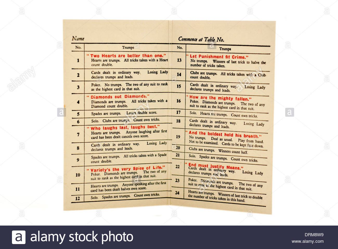 Free Printable Court Whist Score Sheets