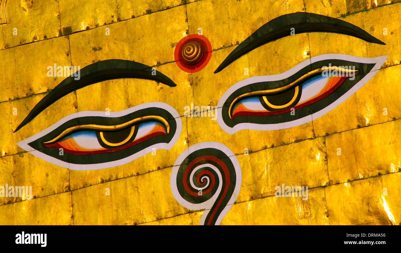 Symbol of Nepal, Buddha's Eyes in Kathmandu Stock Photo Alamy
