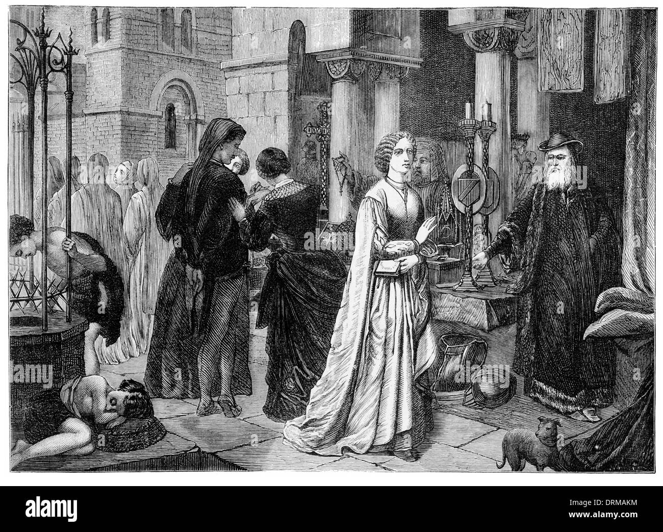 St. Bartholomew's Day massacre  . The Protestant Lady Stock Photo