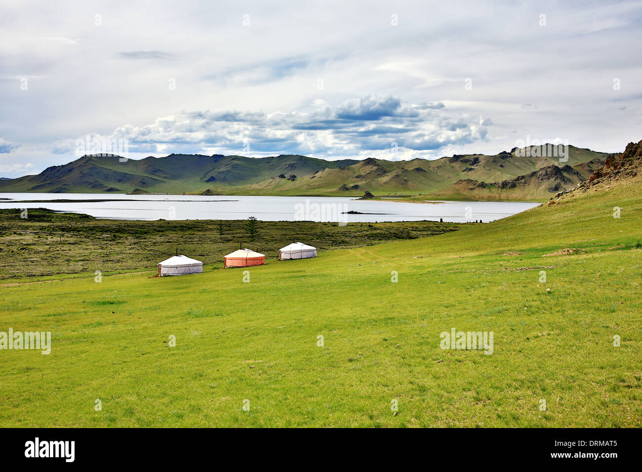 Yurt settlements, Terkhiin Tsagaan Lake, central mongolia Stock Photo