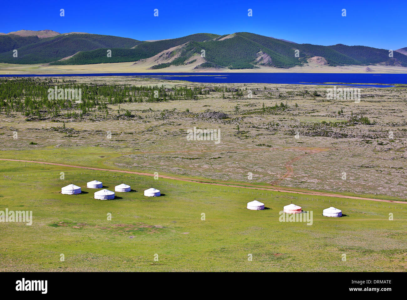 Yurt settlements, Terkhiin Tsagaan Lake, central mongolia Stock Photo