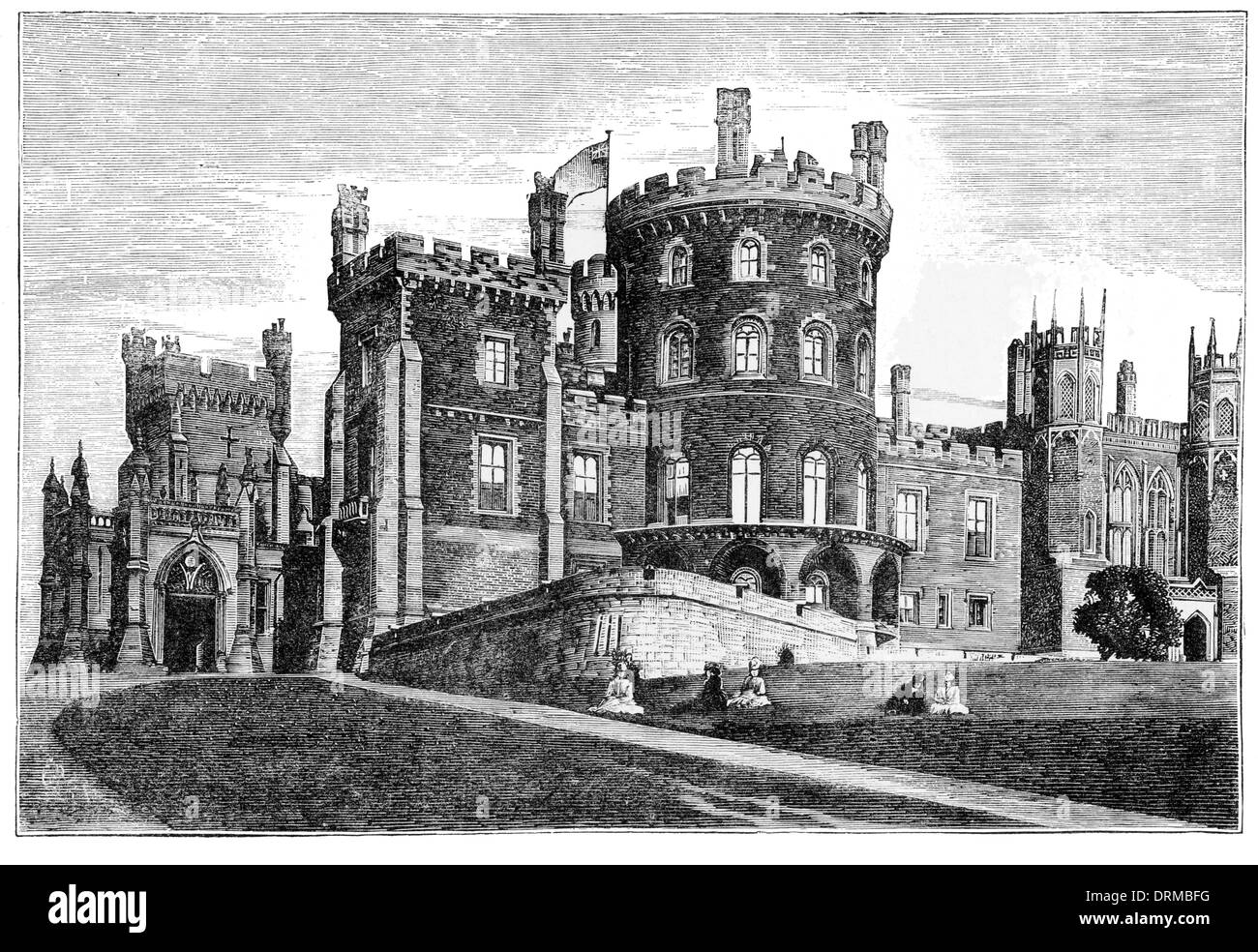 Belvoir Castle from the NW. Showing the grand entrance circa 1860 Stock Photo