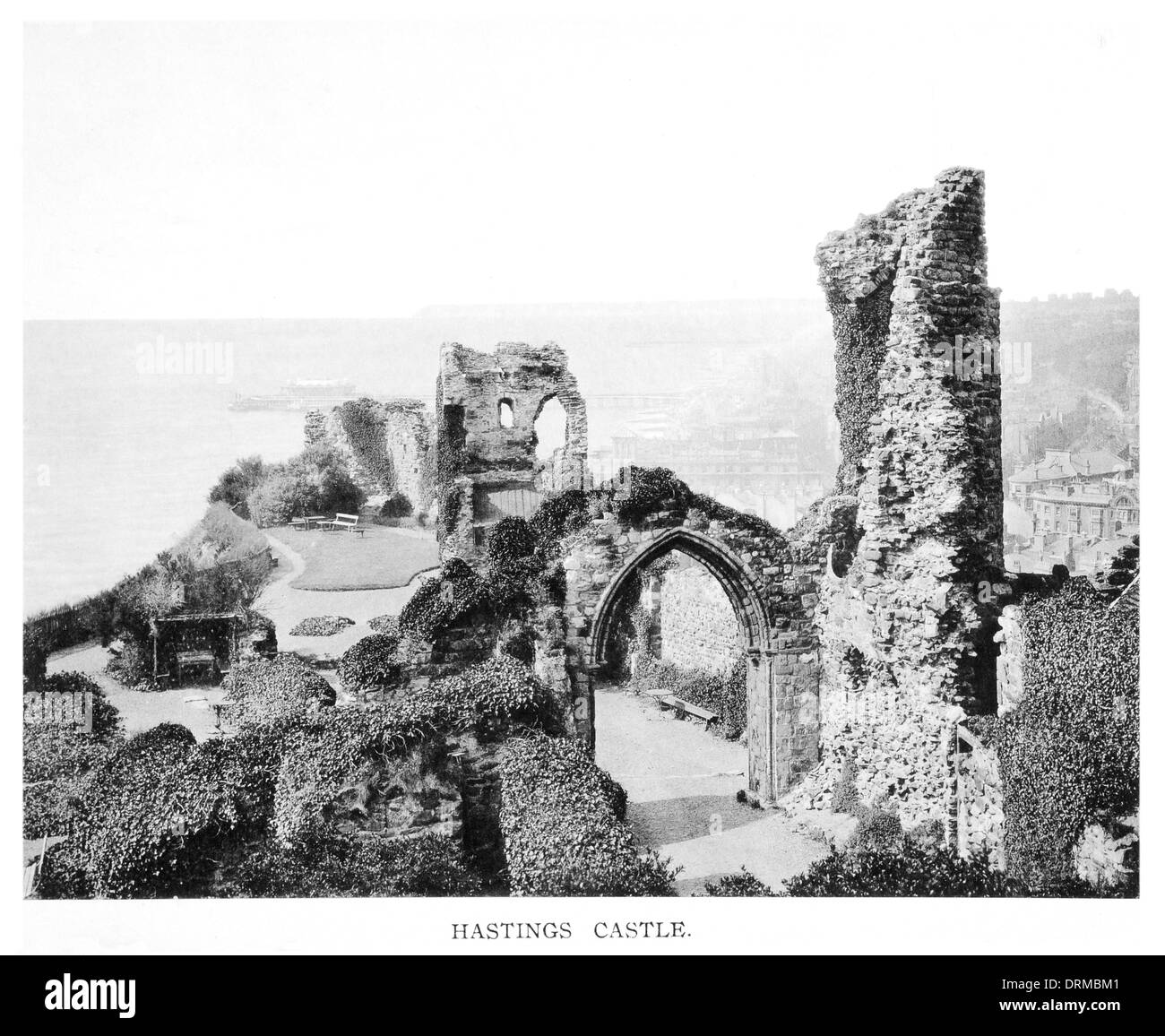 Ruin Hastings Castle East Sussex South Coast  arch stone  Photographed Circa 1910 Stock Photo
