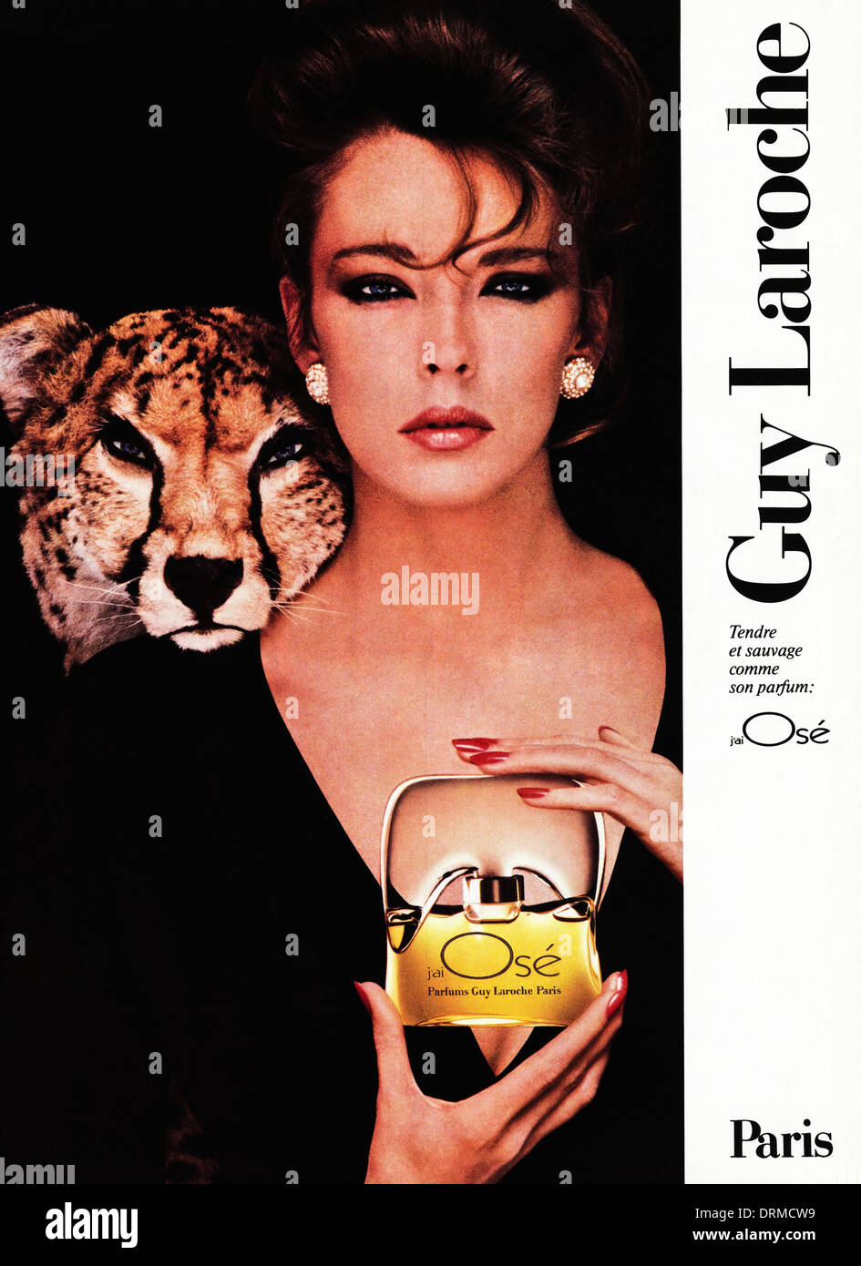 1980s fashion magazine advertisement advertising perfume by GUY LAROCHE, advert circa 1983 Stock Photo