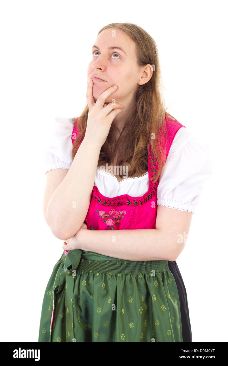 Austrian maid thinks about right solution Stock Photo