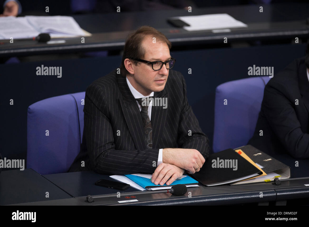 Berlin, Germany. January 29th 2014. Important speech of the German Chancellor in the BundesTag moves all Parliament  and all German Ministers. Goncalo Silva/Alamy Live News Stock Photo