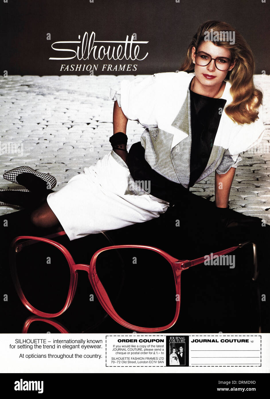 1980s fashion magazine advertisement advertising SILHOUETTE FASHION FRAMES  eyewear, advert circa 1983 Stock Photo - Alamy