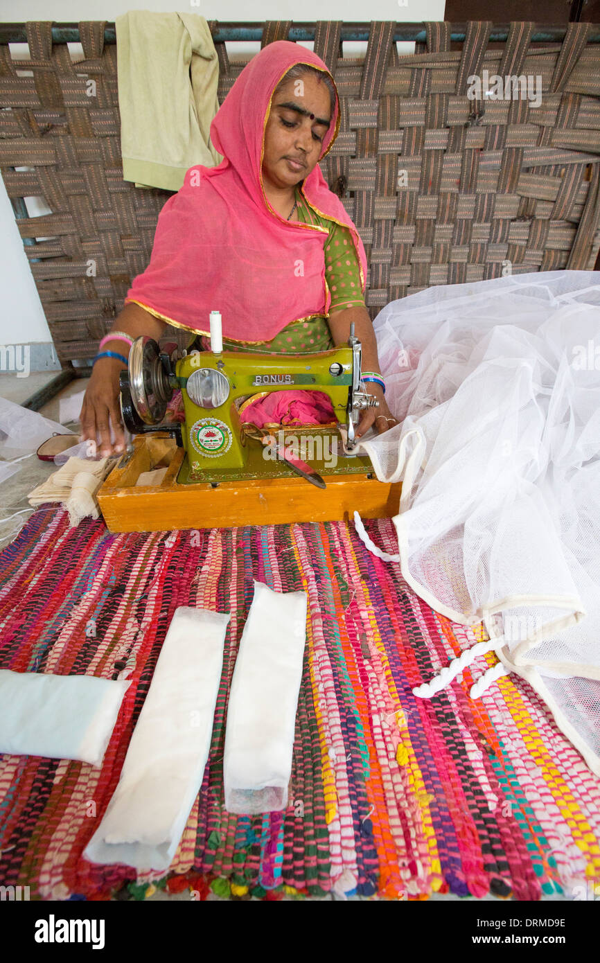 Disabled women sewing garments at the Barefoot College in Tilonia