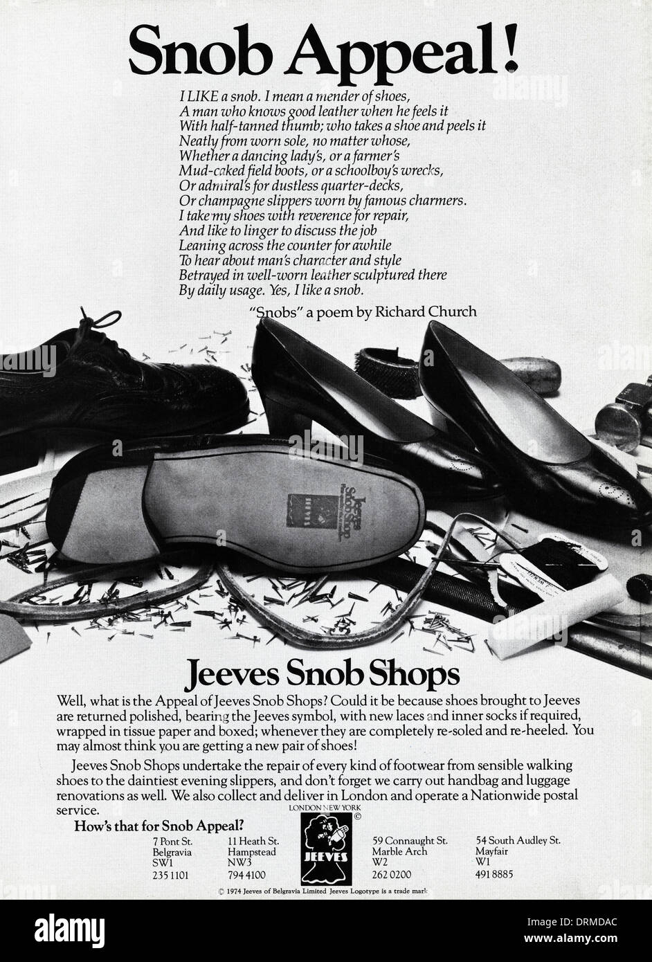 1980s fashion magazine advertisement advertising shoes by JEEVES SNOB  SHOPS, advert circa 1983 Stock Photo - Alamy