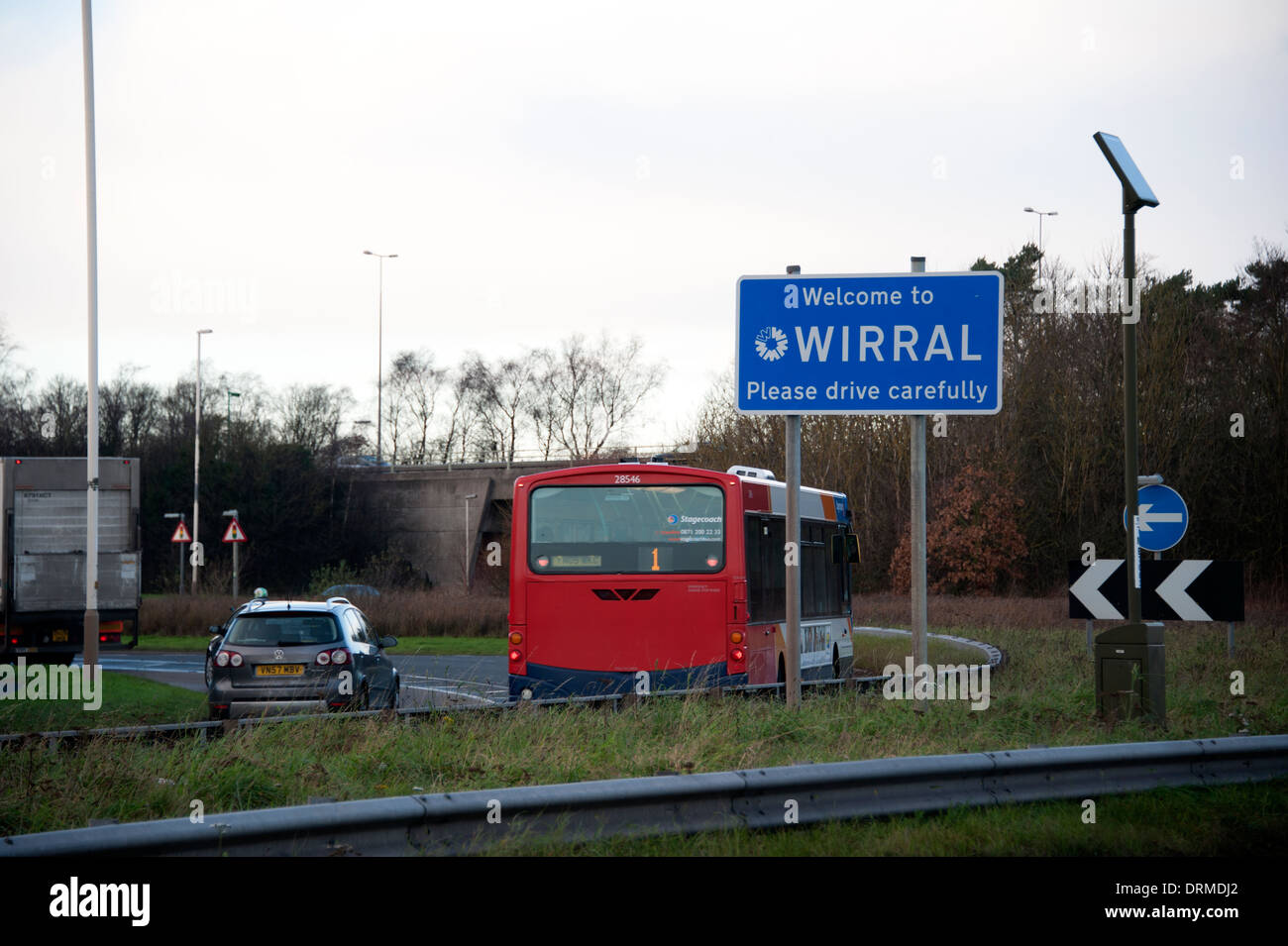 Welcome to Wirral Sign Peninsula Council UK Stock Photo