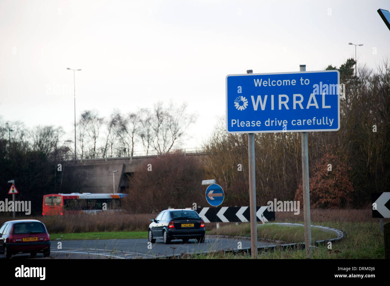 Welcome to Wirral Sign Peninsula Council UK Stock Photo
