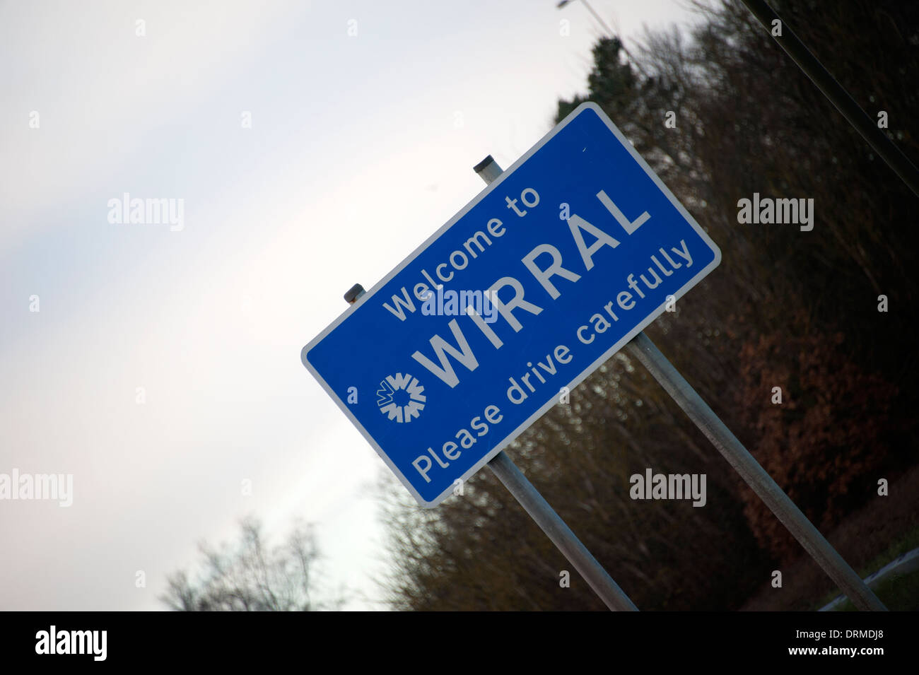 Welcome to Wirral Sign Peninsula Council UK Stock Photo