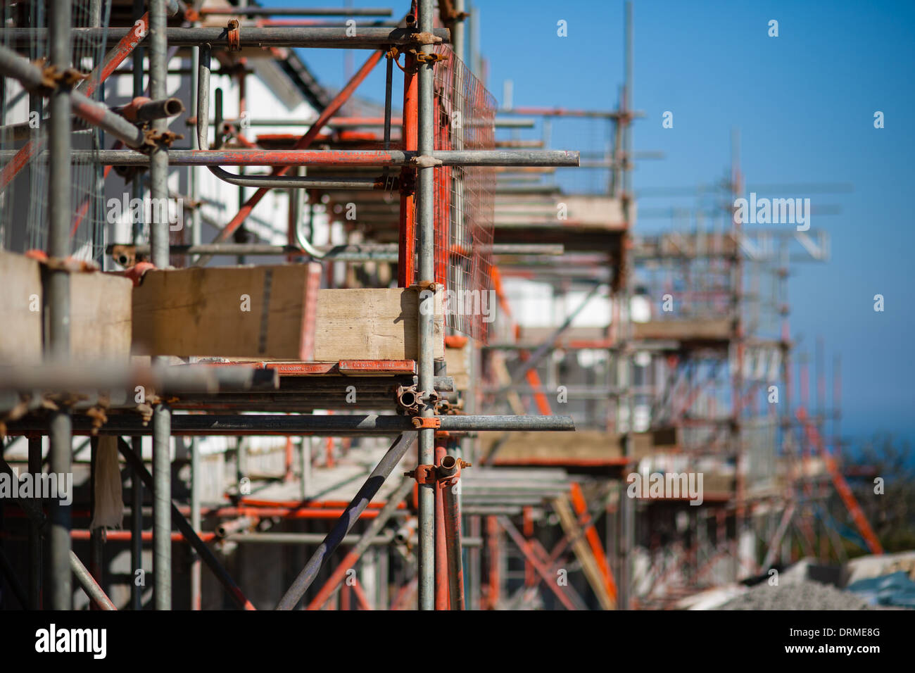 Scaffolding on a rural building site in Cornwall, UK Stock Photo Alamy