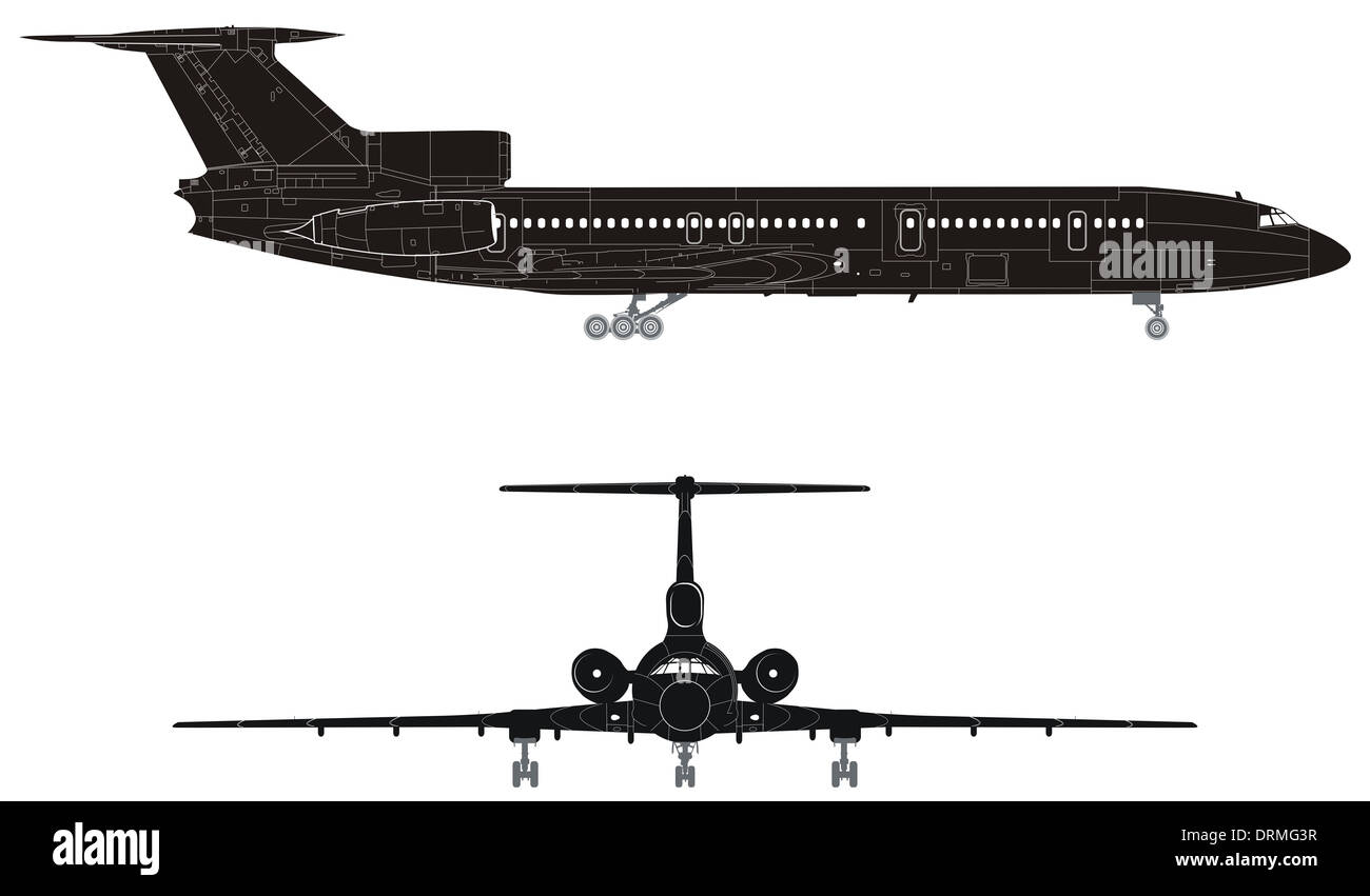 Detaillierte Jet-Silhouette Zeichnung Stock Photo