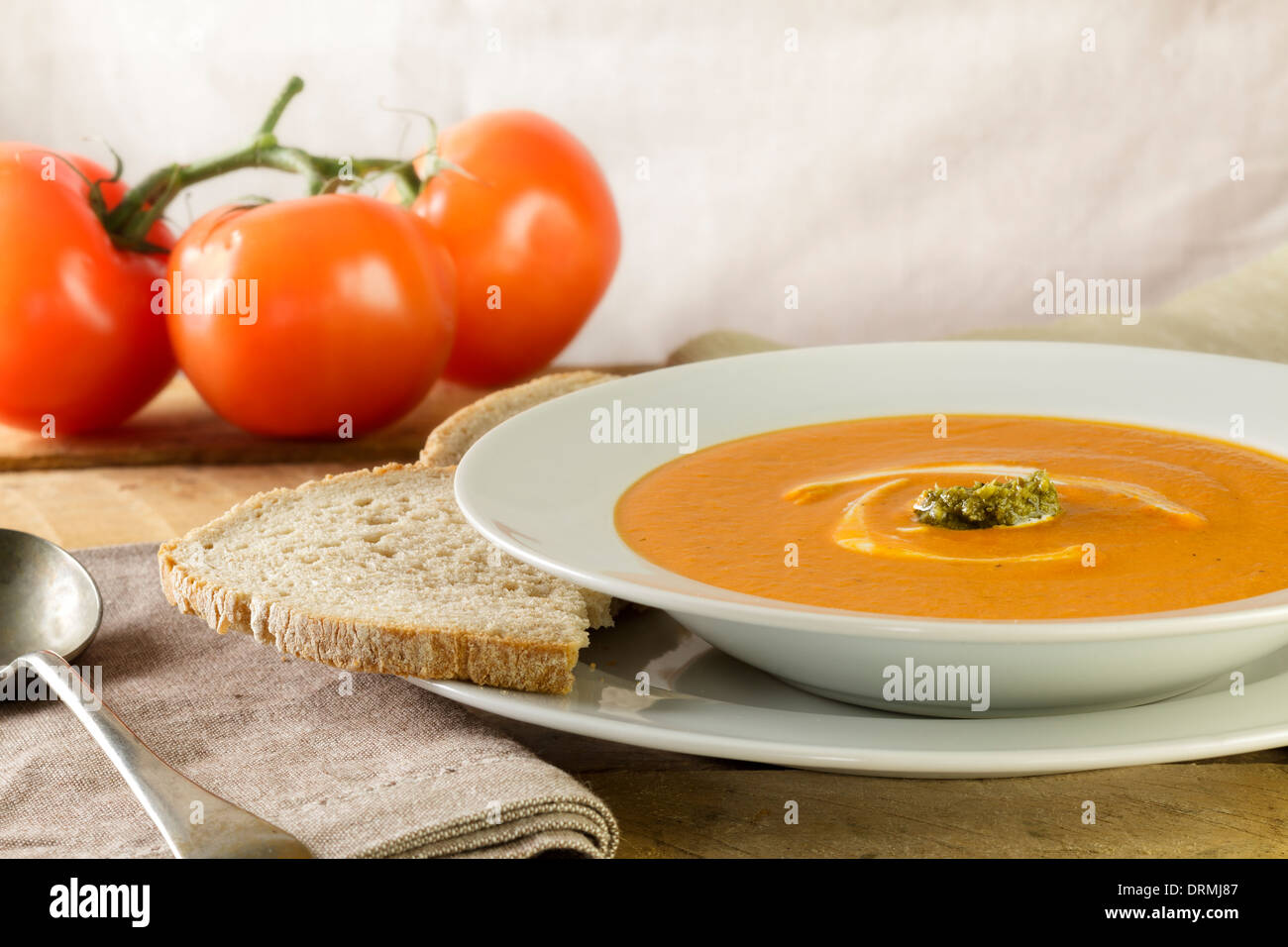 Tomato and pesto Soup Stock Photo