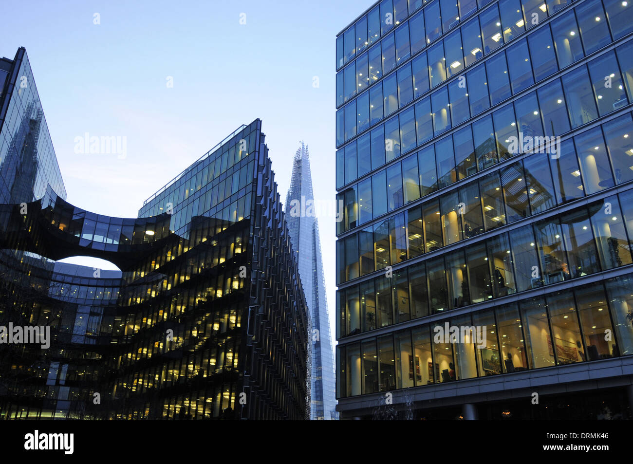 Offices in More London with The Shard at dusk London England Stock Photo