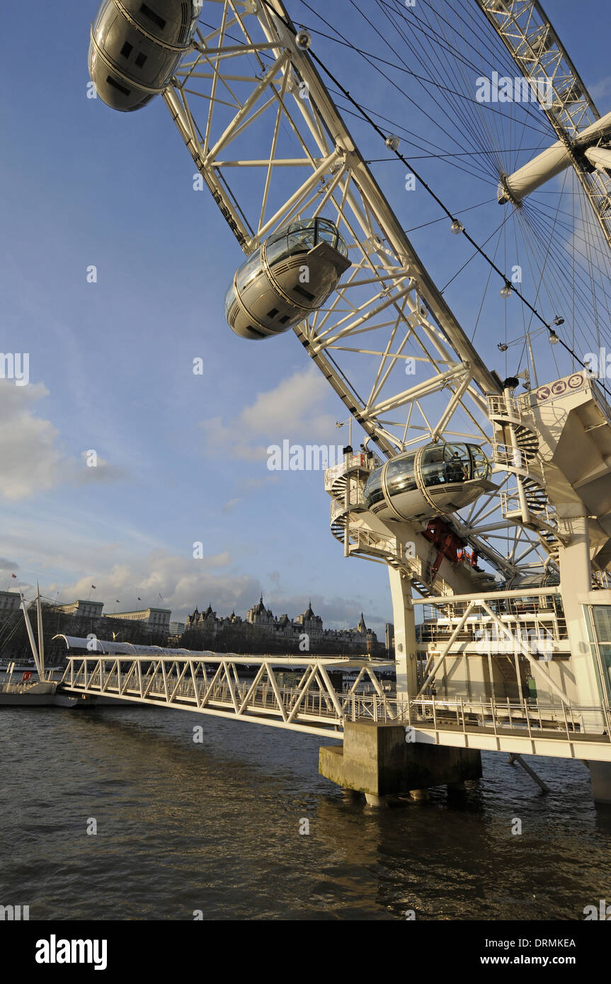 The London Eye on the Southbank and River Thames London England Stock Photo