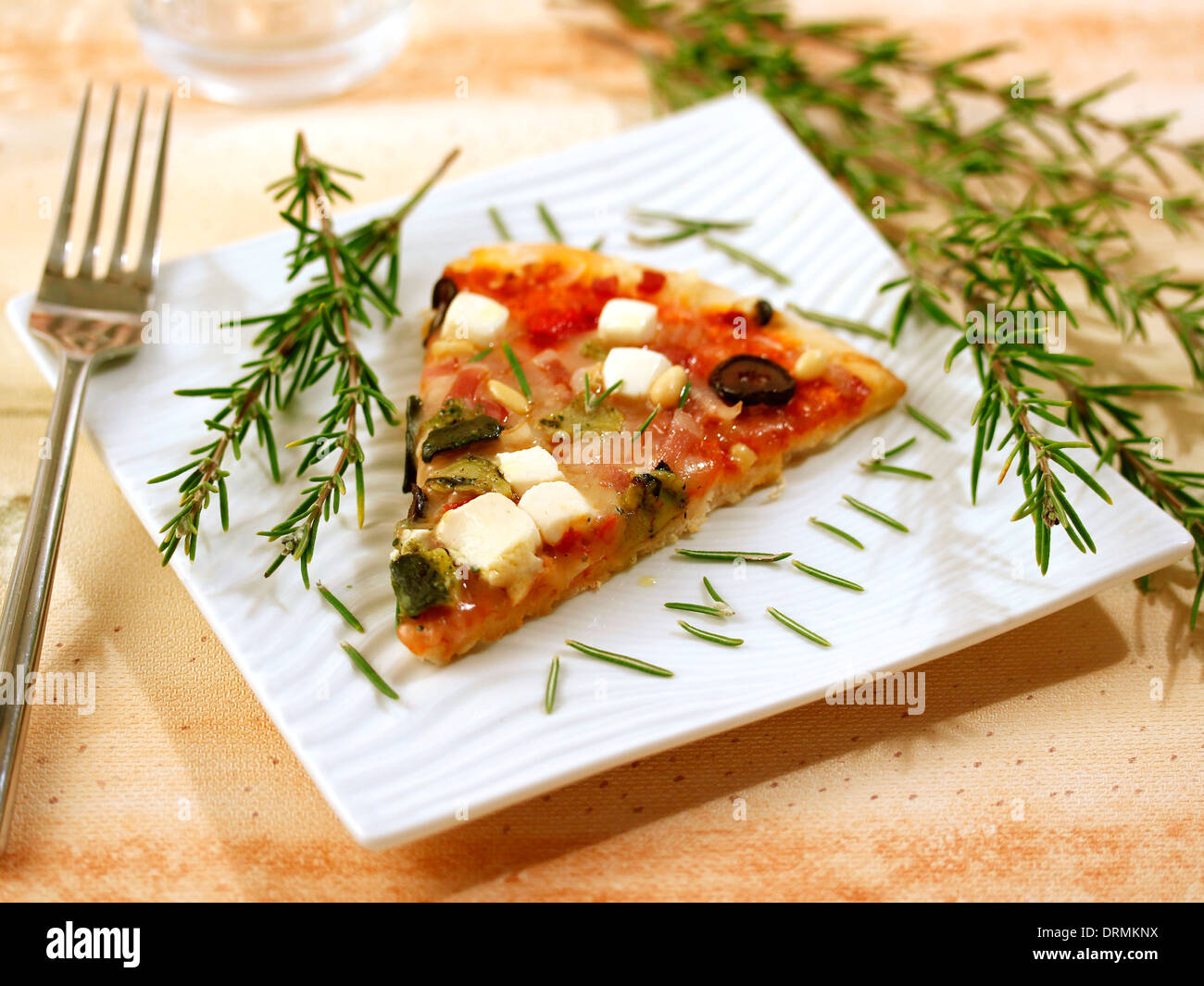 Mediterranean pizza. Recipe available. Stock Photo