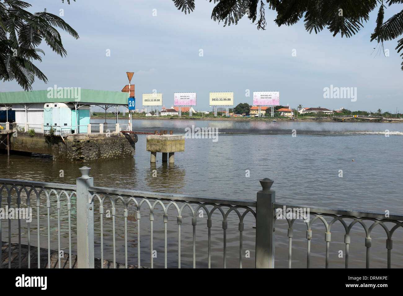 View eastwards across Saigon River Ho Chi Minh City Vietnam Stock Photo