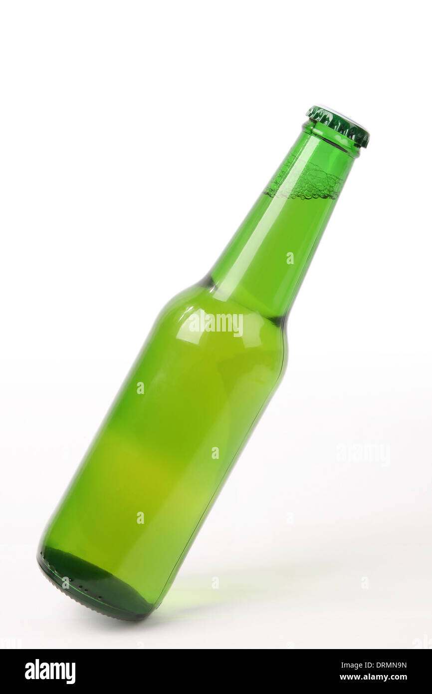tilt of beer bottle Stock Photo