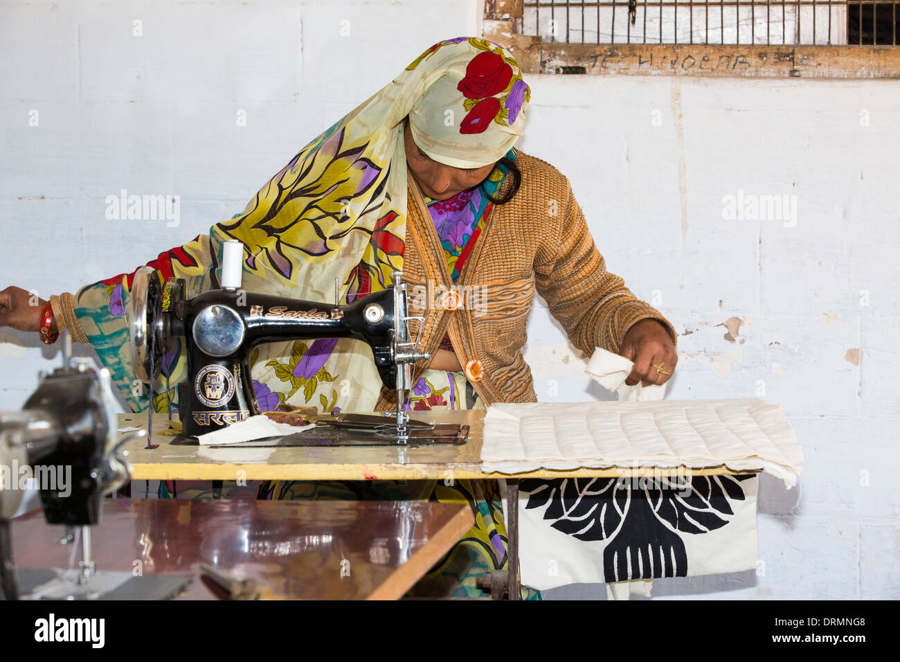 A disabled women sewing at the Barefoot College in Tilonia, Rajasthan