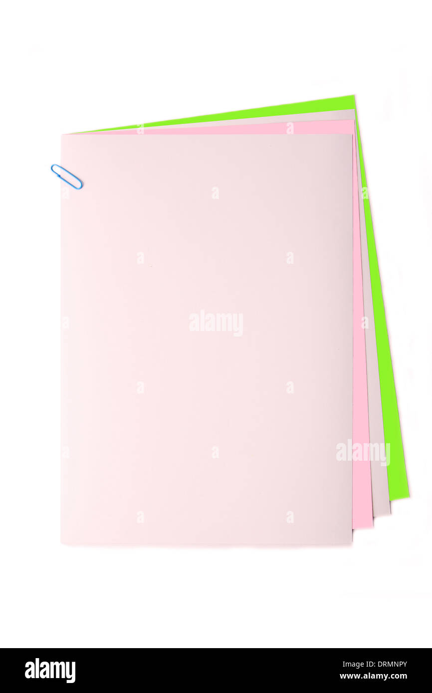 blank papers with clip Stock Photo