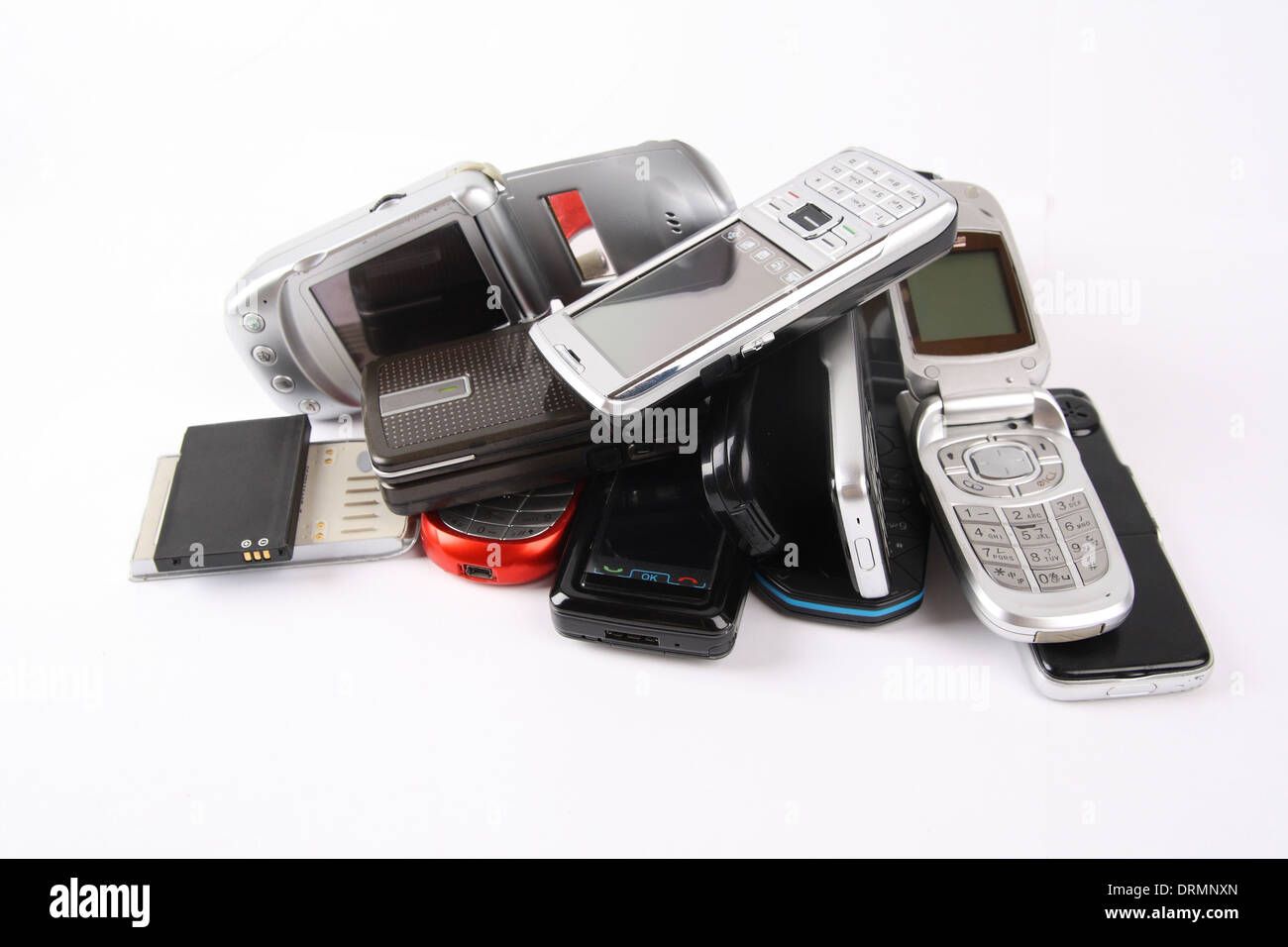 discarded mobile phones Stock Photo