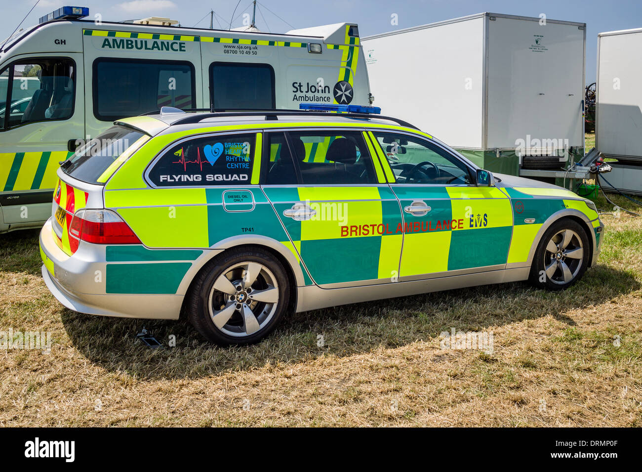 BMW Flying Squad ambulance on standby at a country outdoor event in UK Stock Photo