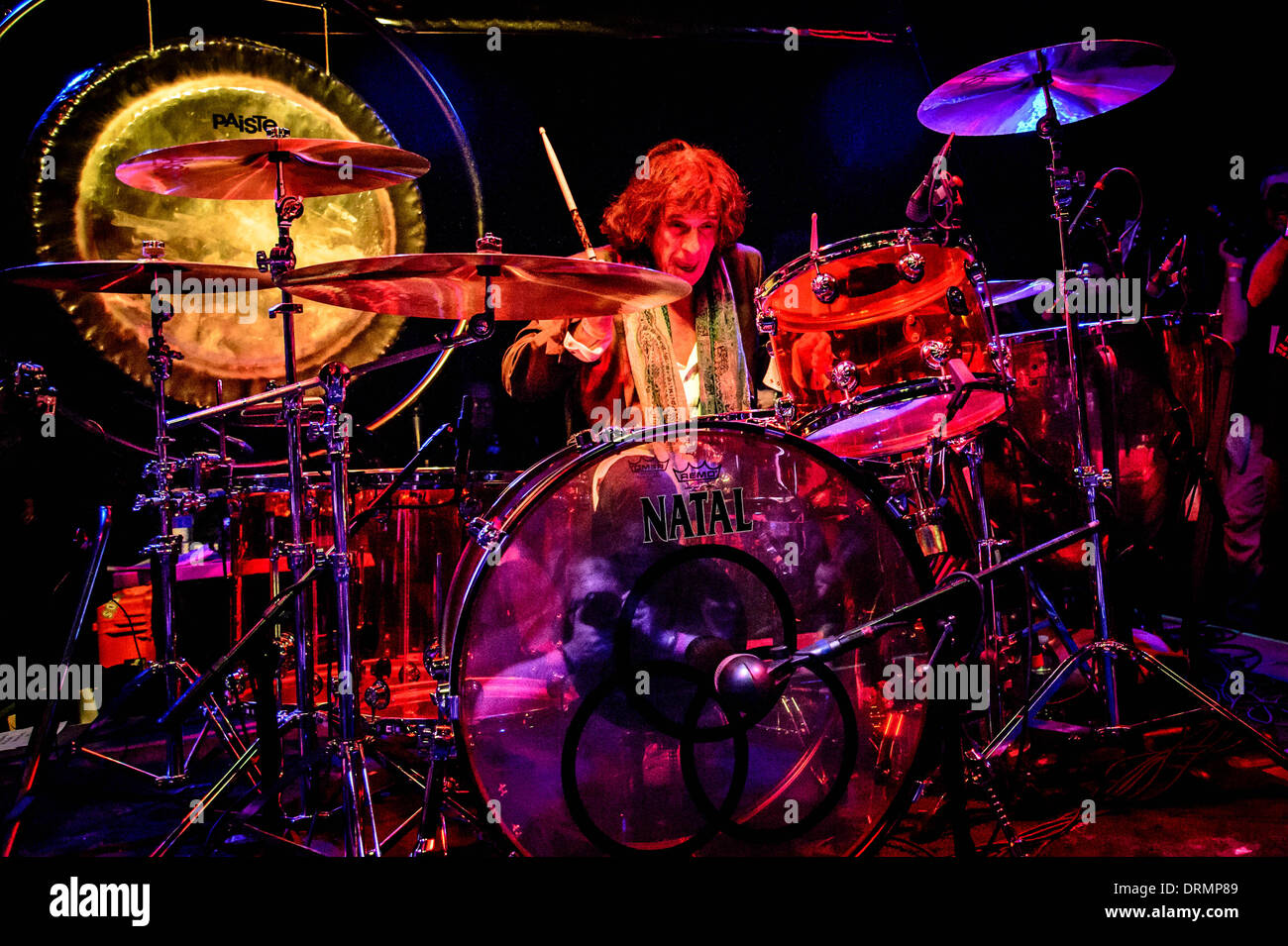 Toronto, Ontario, Canada. 24th Jan, 2014. CORKY LAING. The Bonzo Bash, it is the ultimate celebration for the ultimate drummer, John Henry Bonham of Led Zeppelin. It is presented by Natal and Marshall and is a night filled with amazing drummers playing their favorite Led Zeppelin song. It is a complete evening of Led Zeppelin jams and this year was a crazy one! It was be hosted by Mike Portnoy, Carmine Appice and the show creator, Brian Tichy at The Observatory club in Santa Ana, CA. © Igor Vidyashev/ZUMAPRESS.com/Alamy Live News Stock Photo