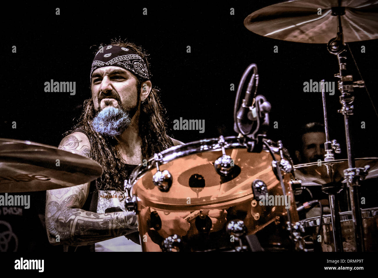 Toronto, Ontario, Canada. 24th Jan, 2014. MIKE PORTNOY. The Bonzo Bash, it is the ultimate celebration for the ultimate drummer, John Henry Bonham of Led Zeppelin. It is presented by Natal and Marshall and is a night filled with amazing drummers playing their favorite Led Zeppelin song. It is a complete evening of Led Zeppelin jams and this year was a crazy one! It was be hosted by Mike Portnoy, Carmine Appice and the show creator, Brian Tichy at The Observatory club in Santa Ana, CA. © Igor Vidyashev/ZUMAPRESS.com/Alamy Live News Stock Photo