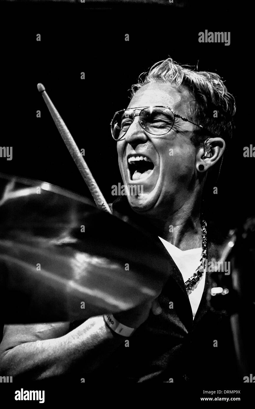 Toronto, Ontario, Canada. 24th Jan, 2014. MARK SCHULMAN (Pink). The Bonzo Bash, it is the ultimate celebration for the ultimate drummer, John Henry Bonham of Led Zeppelin. It is presented by Natal and Marshall and is a night filled with amazing drummers playing their favorite Led Zeppelin song. It is a complete evening of Led Zeppelin jams and this year was a crazy one! It was be hosted by Mike Portnoy, Carmine Appice and the show creator, Brian Tichy at The Observatory club in Santa Ana, CA. © Igor Vidyashev/ZUMAPRESS.com/Alamy Live News Stock Photo