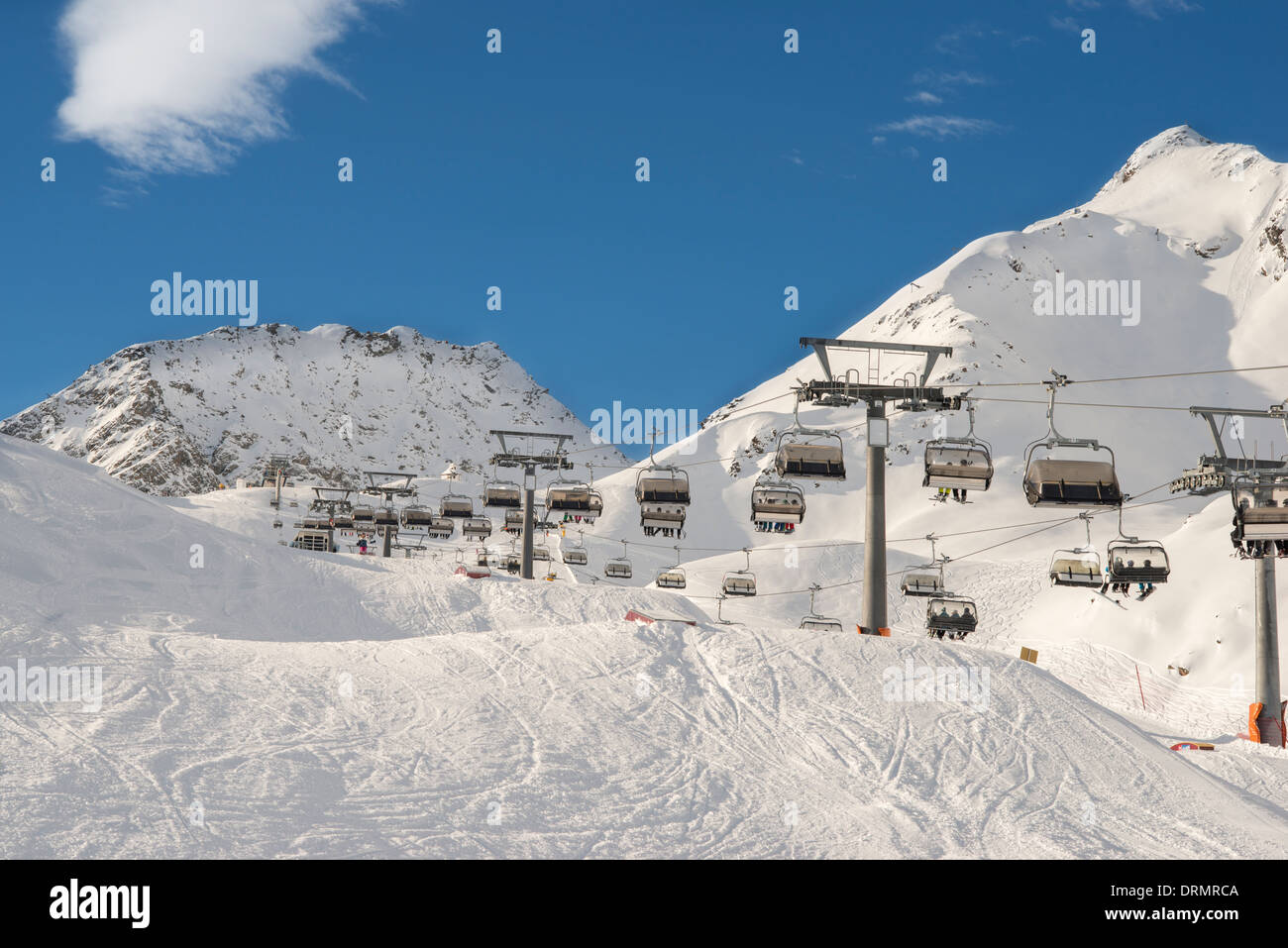 Ski resort winter season mountain slope Stock Photo