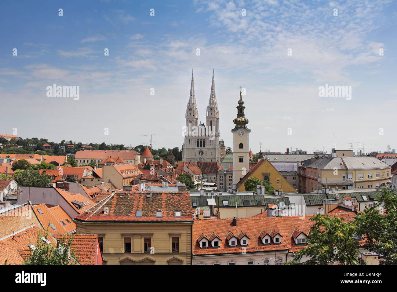 Panoramic Zagreb, View from the upper town to the Cathedral Stock Photo