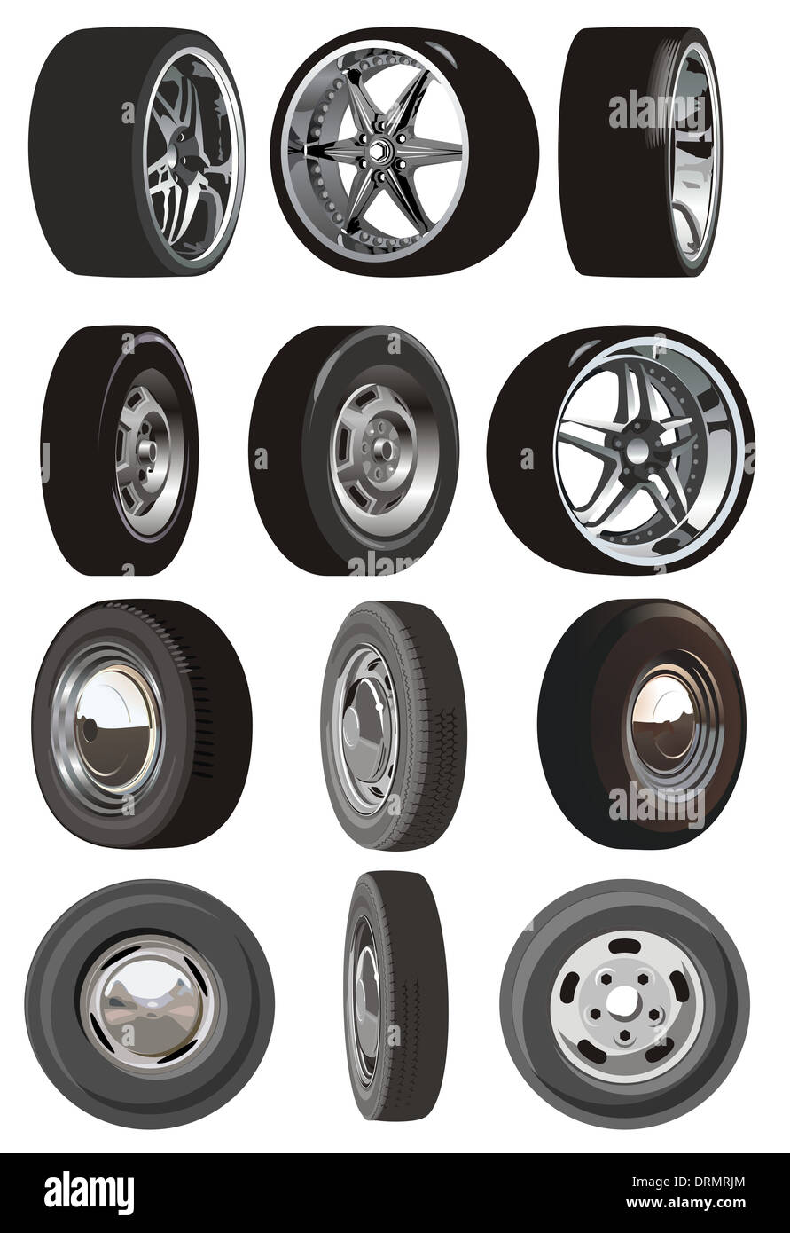 car wheels set Stock Photo Alamy