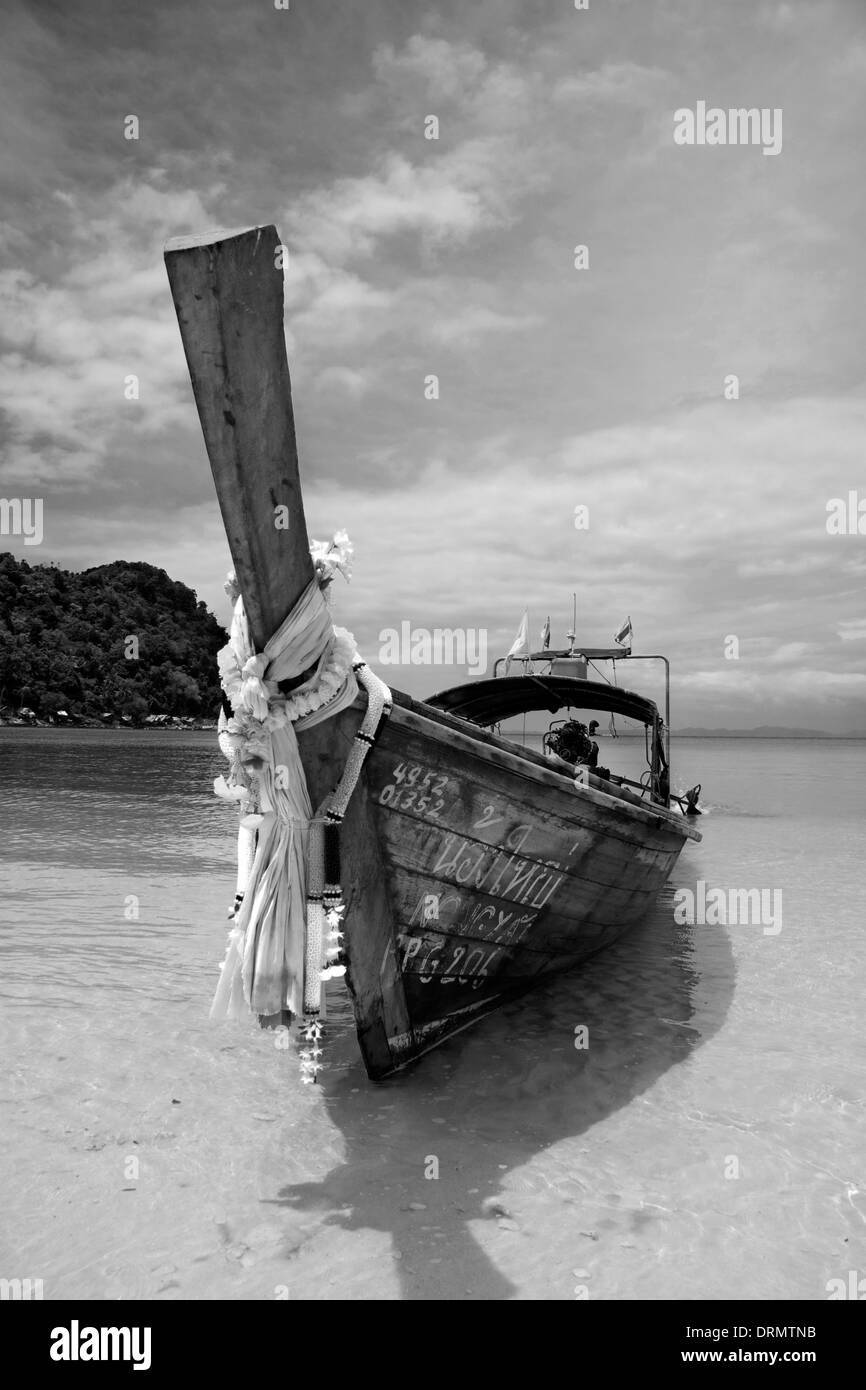 Longtailboat at the beach Stock Photo