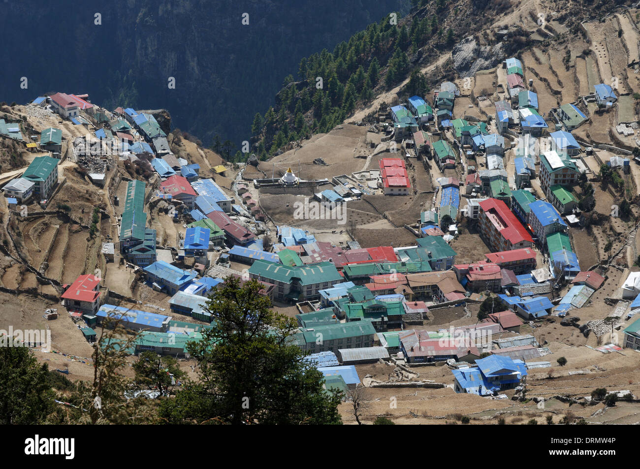 The village of Namche Bazaar in Nepal, which is the largest village on