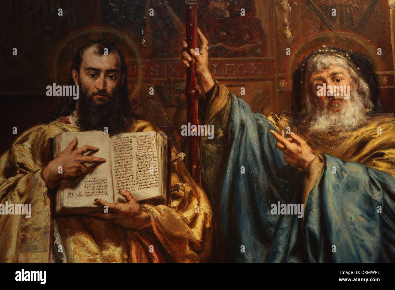 Painting 'Saints Cyril and Methodius to the Slavs' (1885) by Polish painter Jan Matejko. Stock Photo