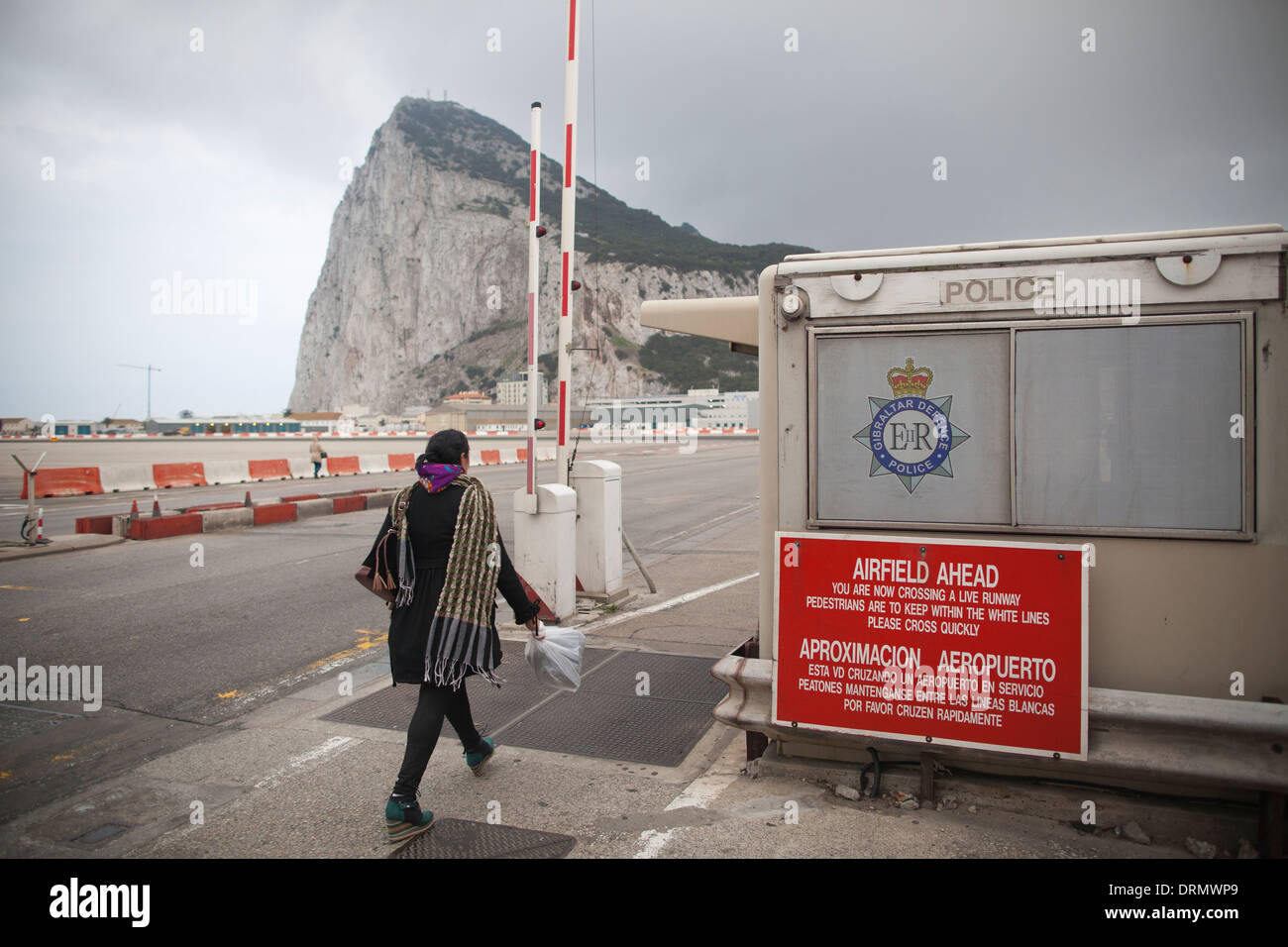 British Border Police checkpoint at the UK entrance into Gibraltar, UK Stock Photo