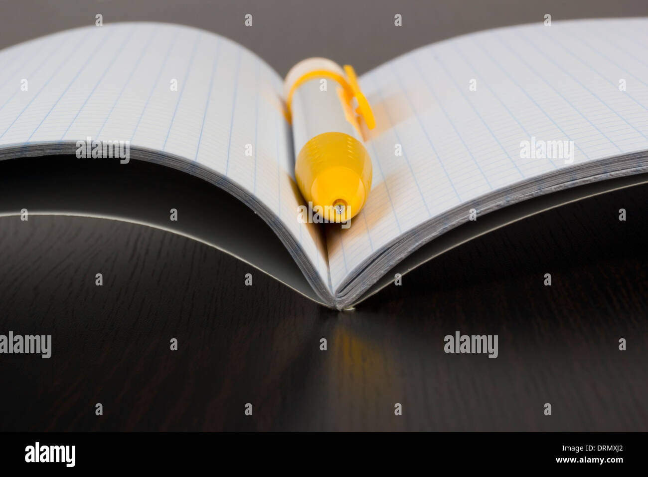 Pen on a notebook on the table Stock Photo