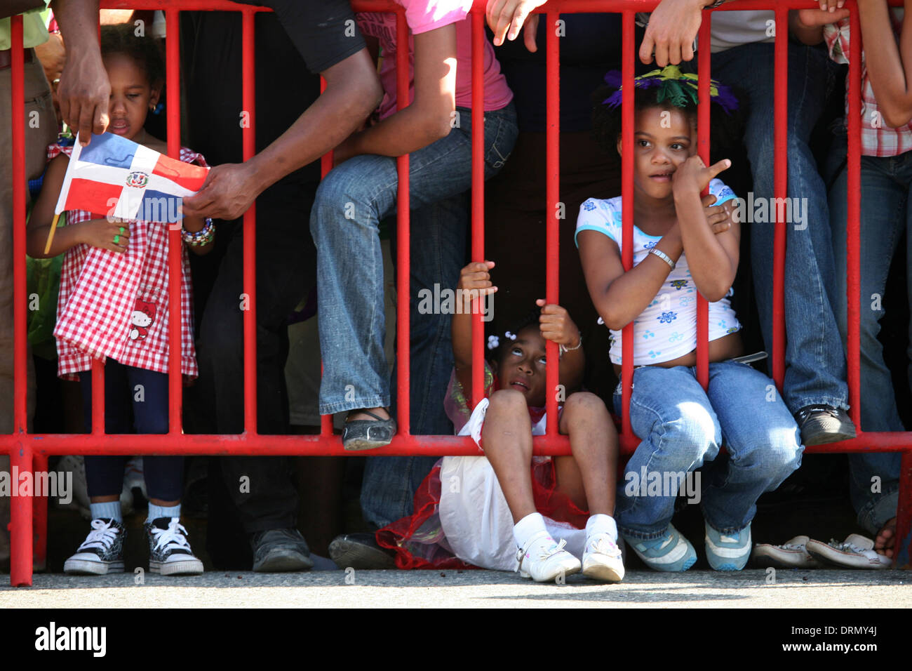 Spectaculars wait for a military parade dedicated to the Independence Day at the Malecon in Santo Domingo, Dominican Republic. Stock Photo
