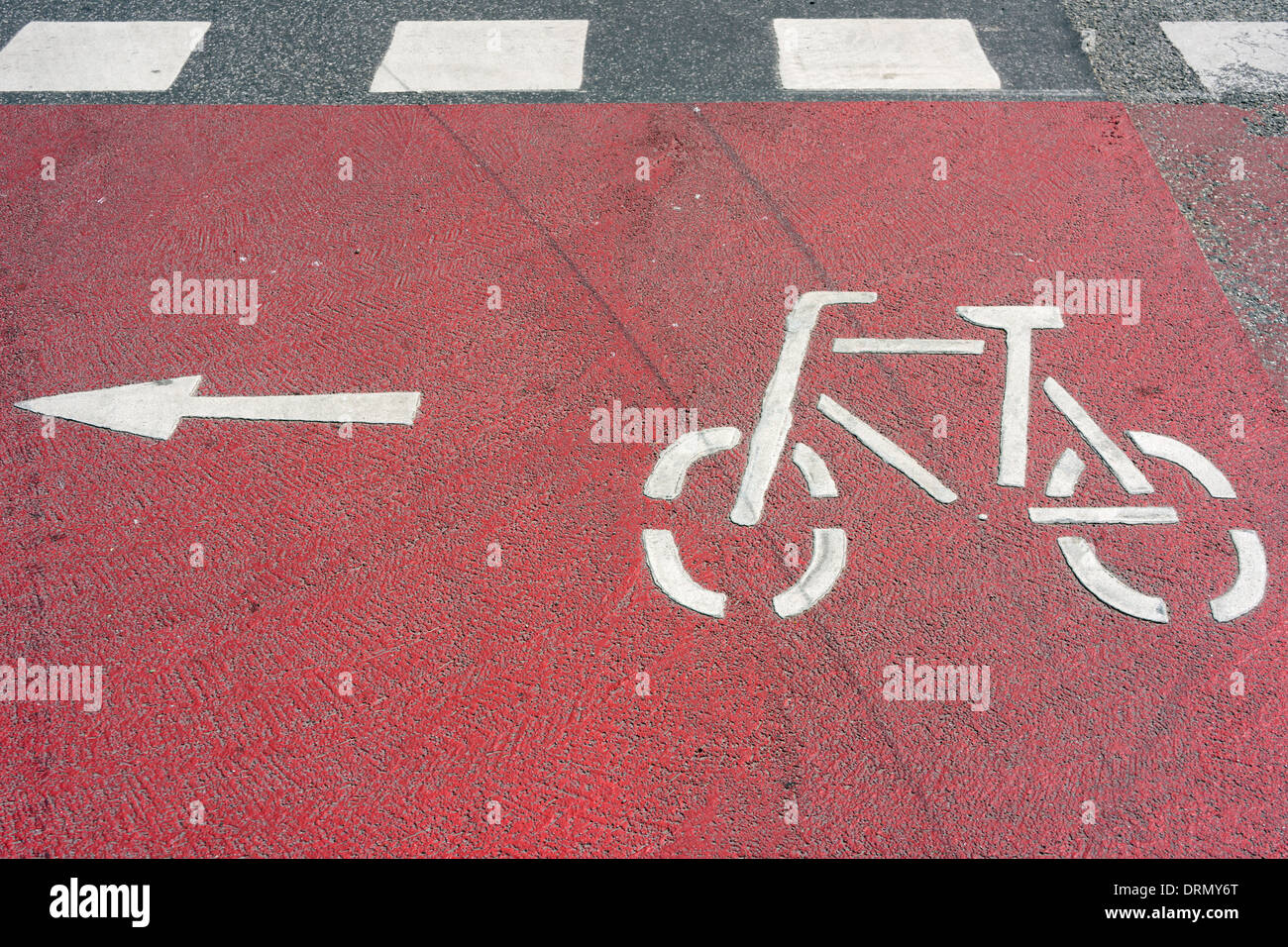 pictogram of a bicycle on a city street Stock Photo