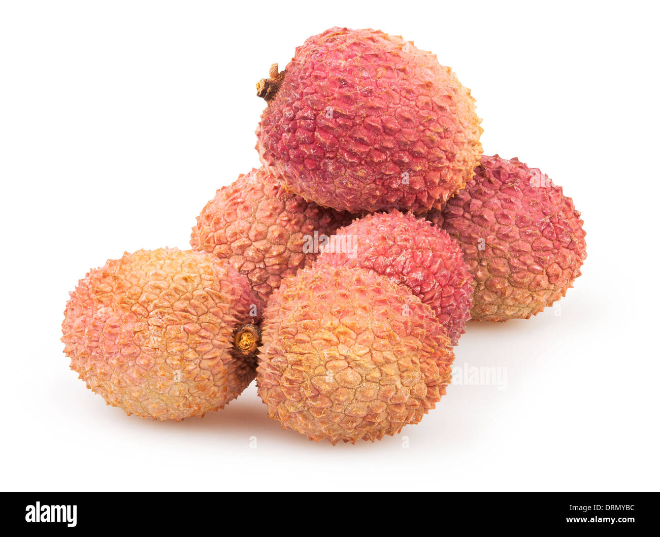 litchi group isolated on white Stock Photo