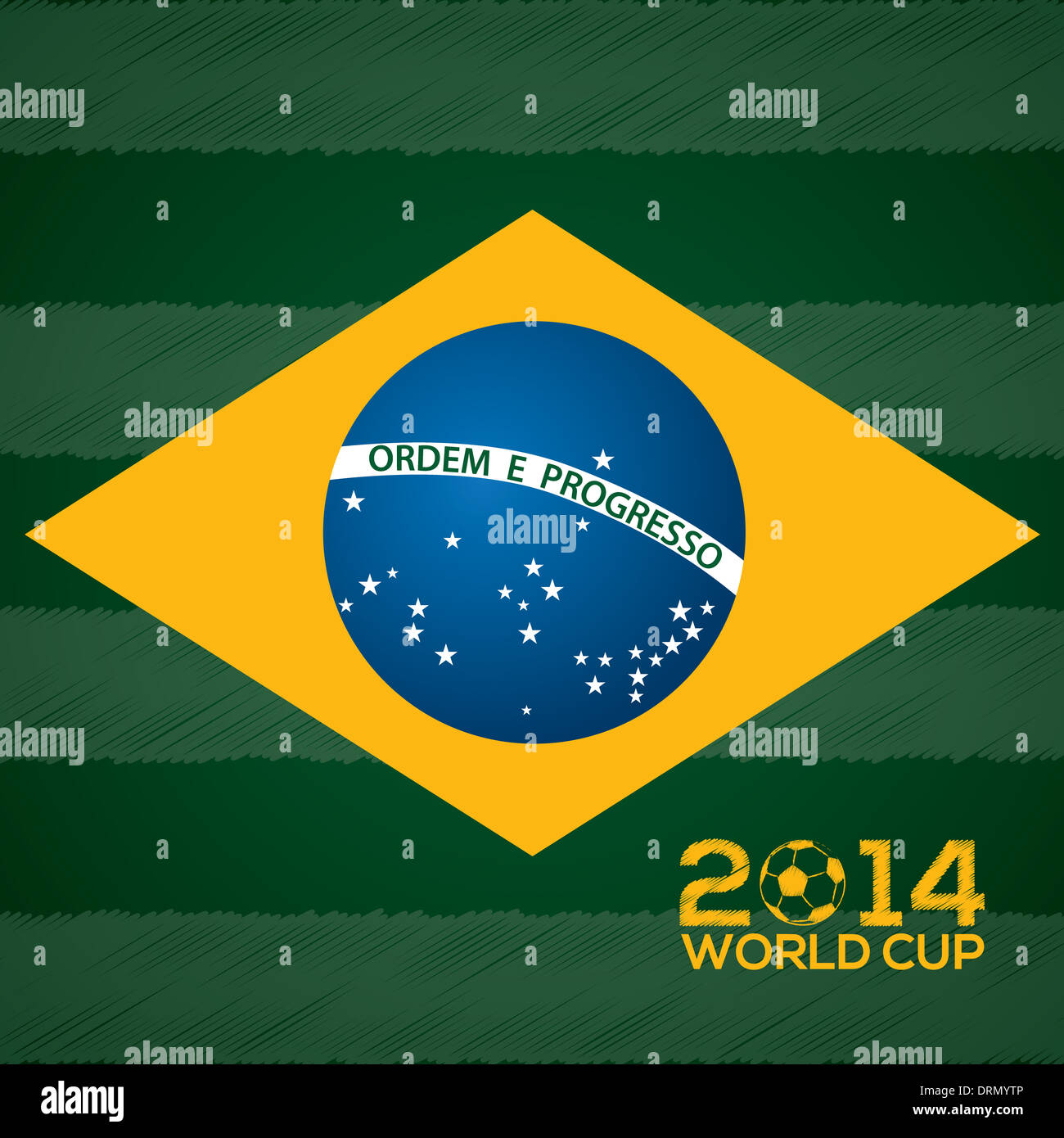 Abstract poster design with Brasil flag and 2014 world cup text Stock Photo